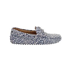 Tod's Geometric Print Driving Loafers in Blue and White Leather